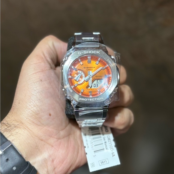 Casio G-Shock Vibrant Orange and Silver Watch - Picture 2 of 11
